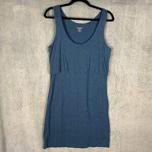 Toad And Co Paintbrush Tank Dress Womens Medium Blue Organic Cotton Outdoor Hike